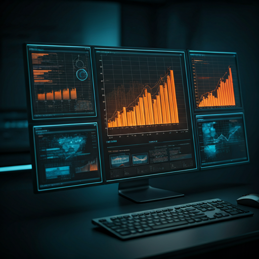 Dashboard monitors showing performance analytics